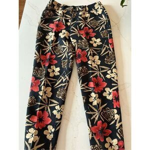 Talbots Collection Silk Blend Cropped Pants Sz 8 Black Floral